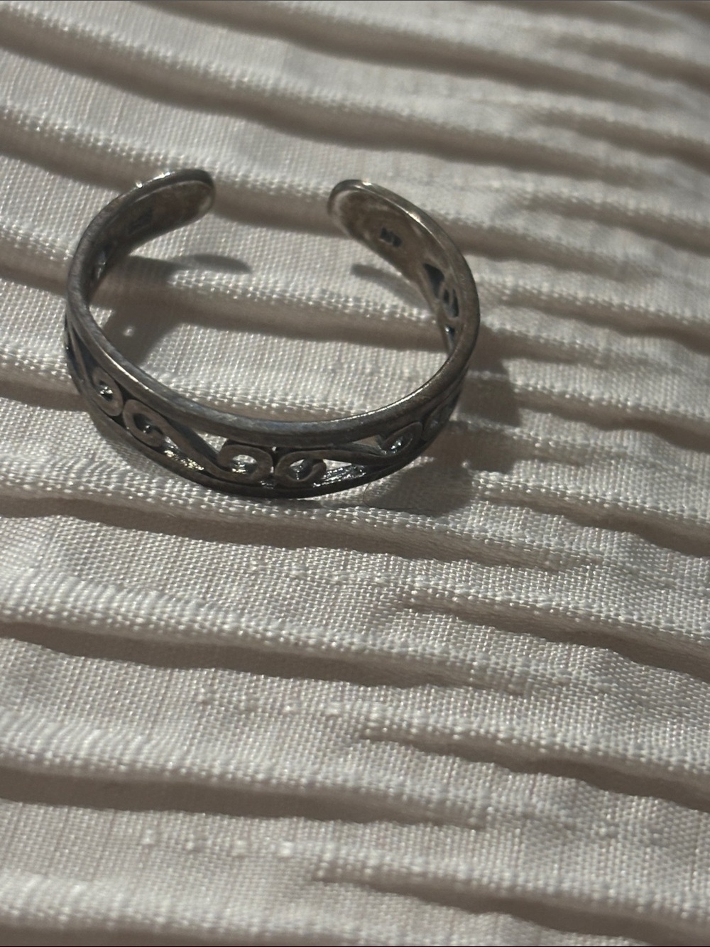 TOE RING .925 Sterling Silver Fine Jewelry Sz 12 Adjustable band ring SWIRLS